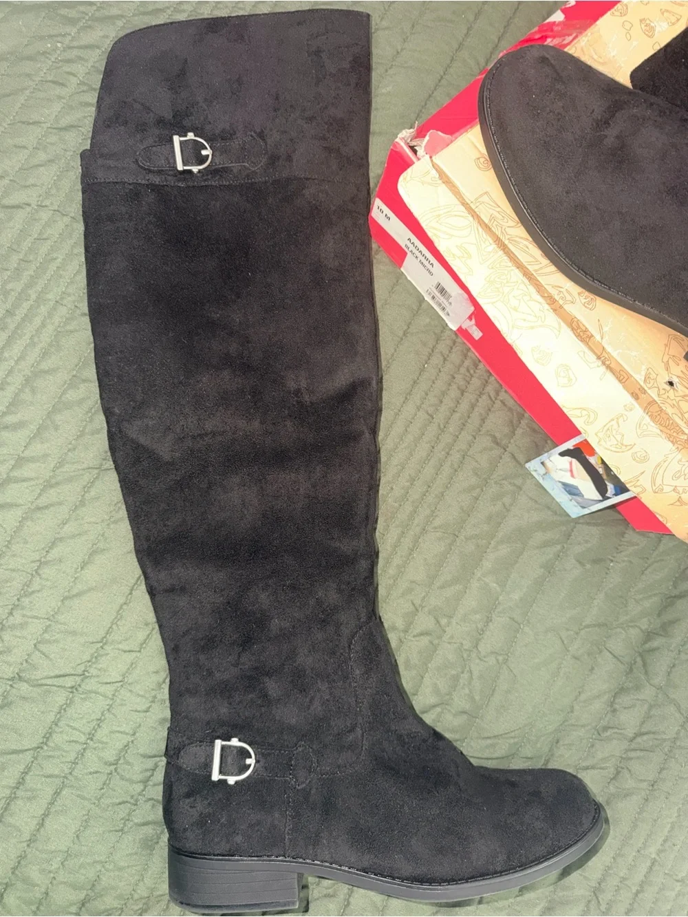 Arizona Jean Company Black Over-the-Knee Suede Boots with Buckle